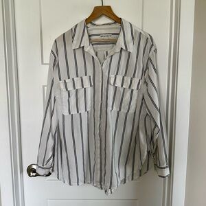 Ava & Viv White Striped Button-down Shirt
